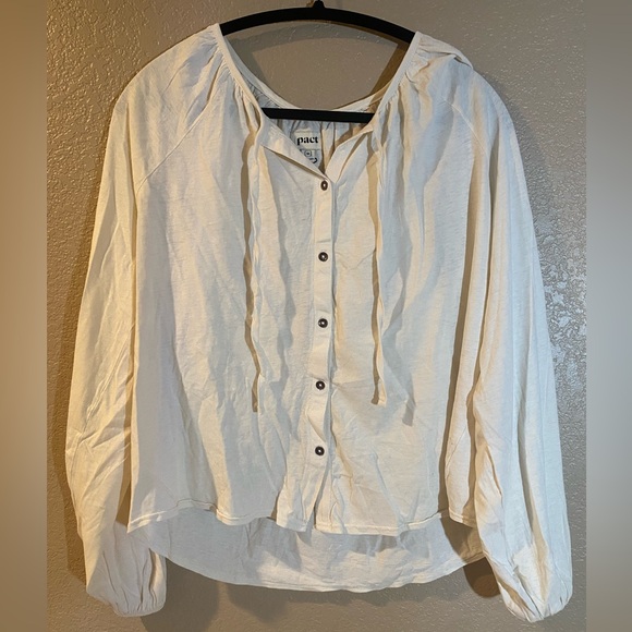 Pact NWT Women's Off-White Button-Down Blouse - Picture 1 of 5